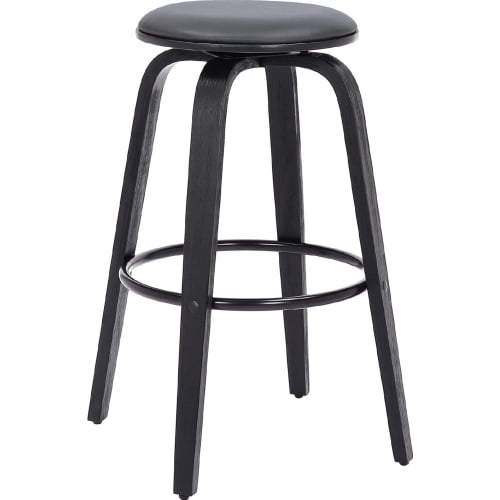 Harbor 30" Swivel Backless Bar Stool in Grey Leatherette & Black Wood