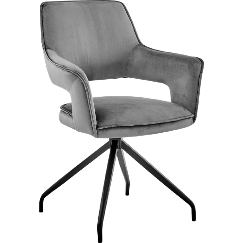 Hadley Dining Chair in Gray Velvet & Black Metal