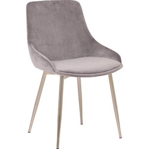 Heidi Dining Accent Chair in Grey Velvet & Chrome