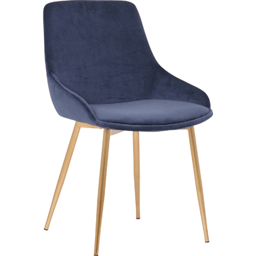 Heidi Dining Accent Chair in Blue Velvet & Gold