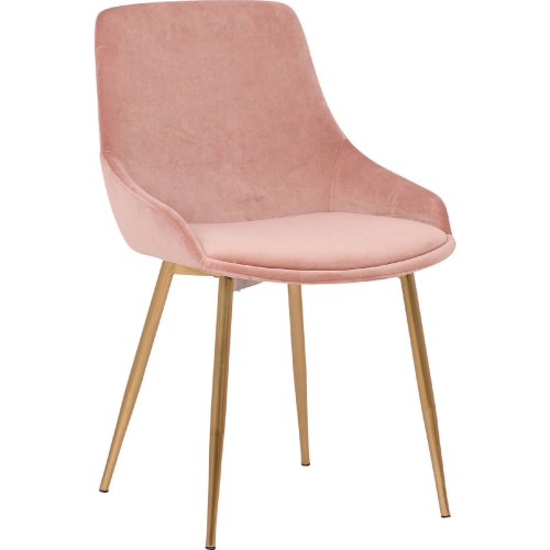 Heidi Dining Accent Chair in Blush Pink Velvet & Gold