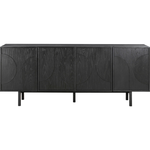 Holland 4 Door Sideboard Buffet in Black Brushed Oak Wood