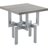 Illusion End Table Grey Wood w/ Brushed Stainless Steel Base