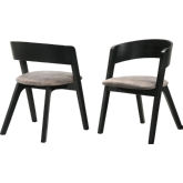 Jackie Dining Chair in Black Ash Finish & Brown Fabric (Set of 2)