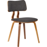 Jaguar Mid Century Dining Chair in Walnut Wood & Charcoal Fabric