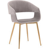 Jocelyn Dining Accent Chair in Grey Fabric on Gold Legs