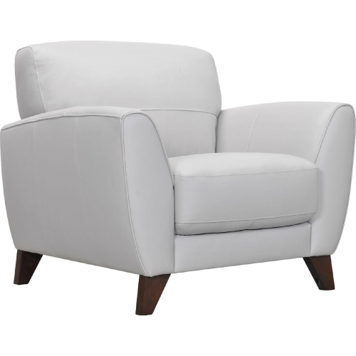 Jedd Accent Chair in Dove Grey Leather w/ Brown Wood Legs