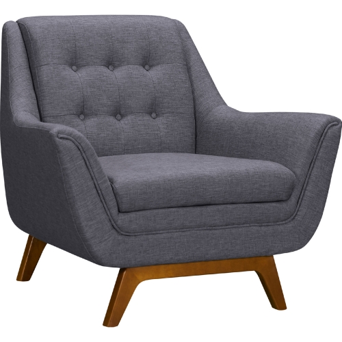 Janson Accent Chair in Tufted Dark Grey Fabric & Champagne Wood