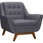 Janson Accent Chair in Tufted Dark Grey Fabric & Champagne Wood