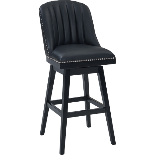 Journey 26" Swivel Counter Stool in Black Leatherette & Black Wood