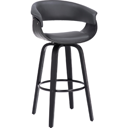 Julyssa 26" Swivel Counter Stool in Grey Leatherette & Black Wood