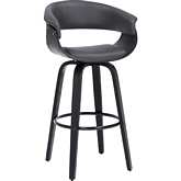 Julyssa 26" Swivel Counter Stool in Grey Leatherette & Black Wood