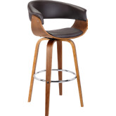 Julyssa 26" Swivel Counter Stool in Brown Leatherette & Walnut Finish