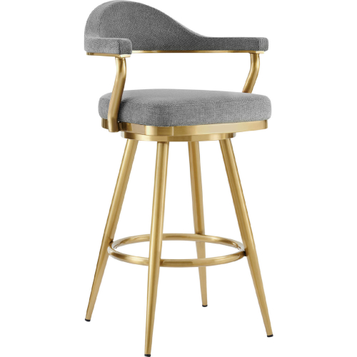 Justin 26" Swivel Counter Stool in Gold Brushed Stainless Steel & Anchor Gray Fabric