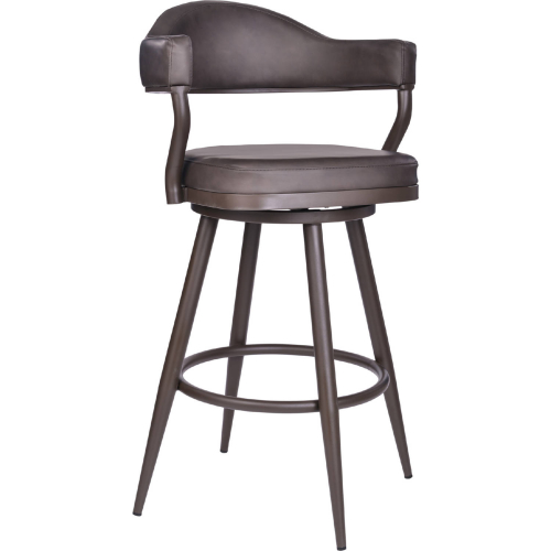 Justin 30" Bar Stool in Brown Metal & Vintage Brown Leatherette