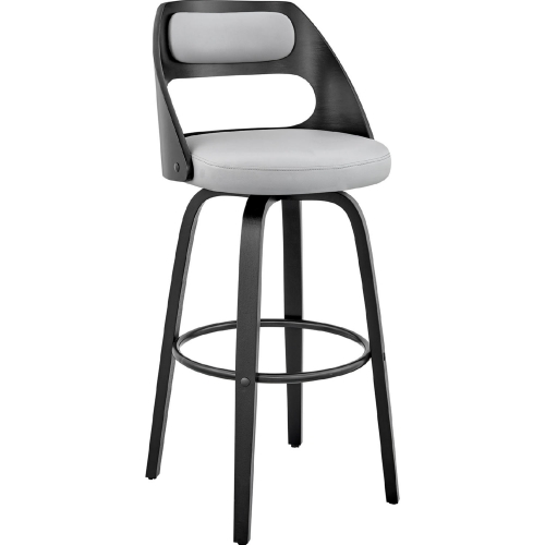 Julius 26" Swivel Counter Stool in Gray Leatherette & Black Wood