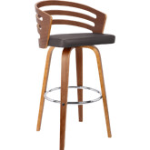 Jayden 30" Swivel Bar Stool in Brown Leatherette & Walnut