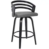 Jayden 30" Swivel Bar Stool in Black Brush Wood & Grey Leatherette