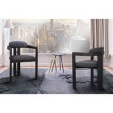 Jazmin Dining Chair in Black Brushed Wood & Charcoal Fabric (Set of 2)