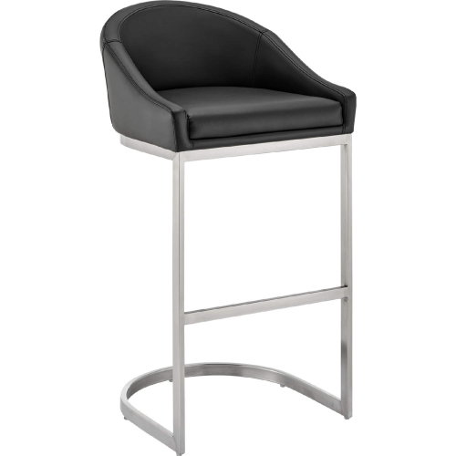 Katherine 26" Counter Stool in Brushed Stainless Steel & Black Leatherette