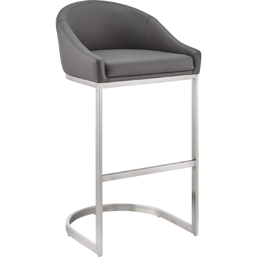 Katherine 26" Counter Stool in Brushed Stainless Steel & Gray Leatherette