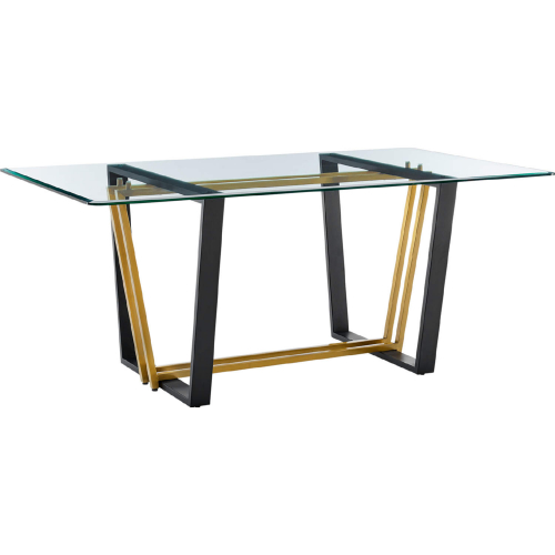 Kai 72" Dining Table in Gold Stainless Steel & Black Iron & Glass