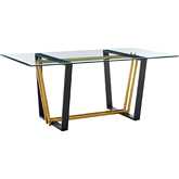 Kai 72" Dining Table in Gold Stainless Steel & Black Iron & Glass