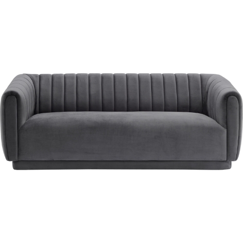 Kinsley Sofa in Channel Tufted Dark Grey Velvet