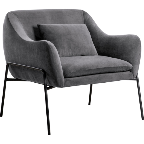 Karen Accent Chair in Grey Velvet & Black