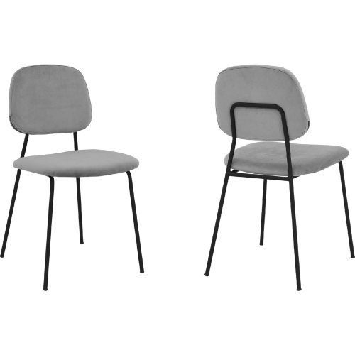 Lucy Dining Chair in Grey Velvet & Black Metal (Set of 2)