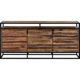 Ludgate 3 Drawer Sideboard Buffet in Brushed Acacia & Black Metal