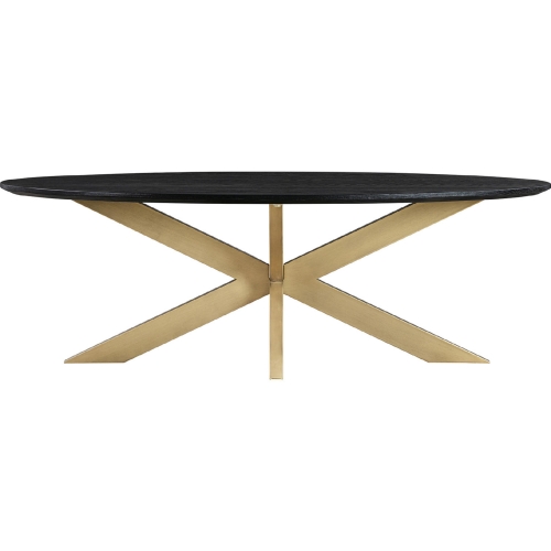 Lombard Oval Coffee Table in Brushed Black Oak & Brass