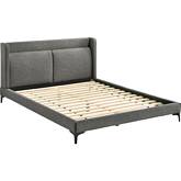 Legend Queen Platform Bed in Gray Fabric & Black Metal