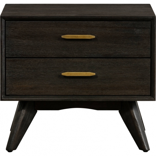 Baly 2 Drawer Nightstand in Brushed Brown Grey Acacia