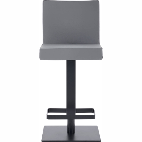 Legacy Adjustable Height Swivel Bar Stool in Black Metal & Grey Leatherette