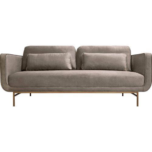 Lilou 77" Sofa in Fossil Gray Velvet & Antique Brass Metal