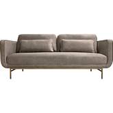 Lilou 77" Sofa in Fossil Gray Velvet & Antique Brass Metal