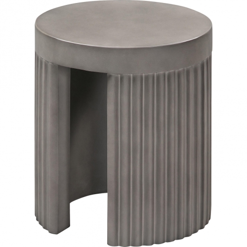 Wave Round Indoor Outdoor Accent Stool End Table in Grey Concrete