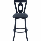 Lola 26" Counter Stool in Black Metal & Grey Leatherette