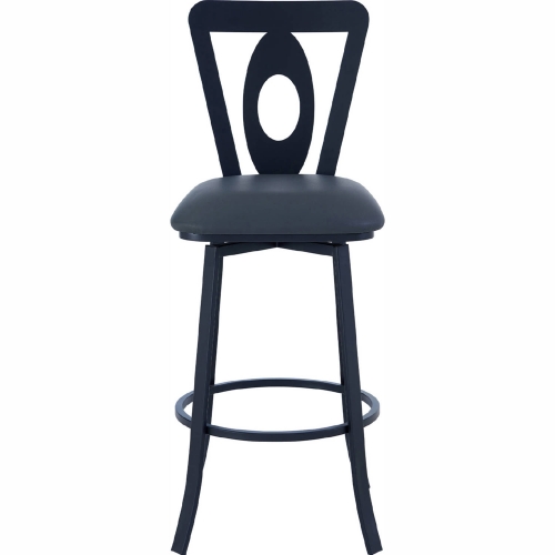 Lola 30" Bar Stool in Black Metal & Grey Leatherette