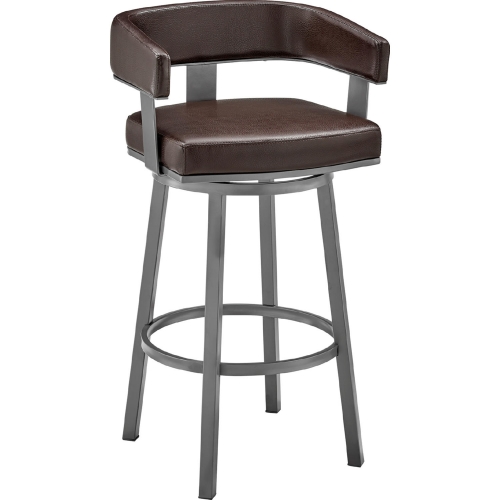 Lorin 26" Swivel Counter Stool in Chocolate Leatherette & Java Brown Metal