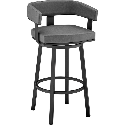 Lorin 26" Swivel Counter Stool Gray Leatherette & Black Metal