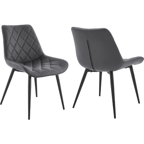 Loralie Dining Chair in Gray Leatherette & Black Metal (Set of 2)