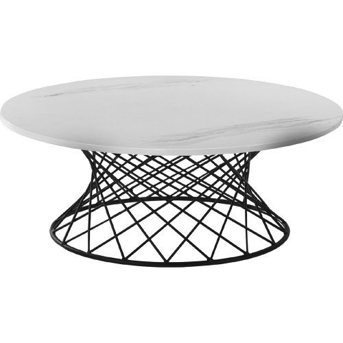 Loxley Coffee Table in White Marble & Black Metal