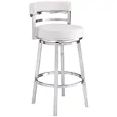 Madrid 26" Counter Stool in Brushed Stainless Steel & White Leatherette