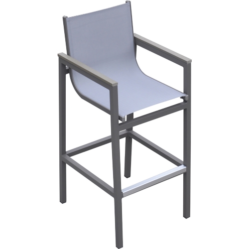 Marina Outdoor Bar Stool in Grey Textilene & Grey Aluminum (Set of 2)