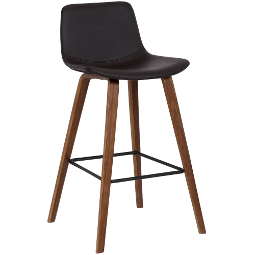 Maddie 25.5" Bar Stool in Walnut Finish Wood & Brown Leatherette