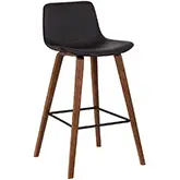 Maddie 25.5" Bar Stool in Walnut Finish Wood & Brown Leatherette