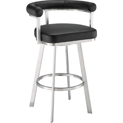 Magnolia 26" Swivel Counter Stool in Brushed Stainless Steel & Black Leatherette