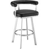 Magnolia 26" Swivel Counter Stool in Brushed Stainless Steel & Black Leatherette